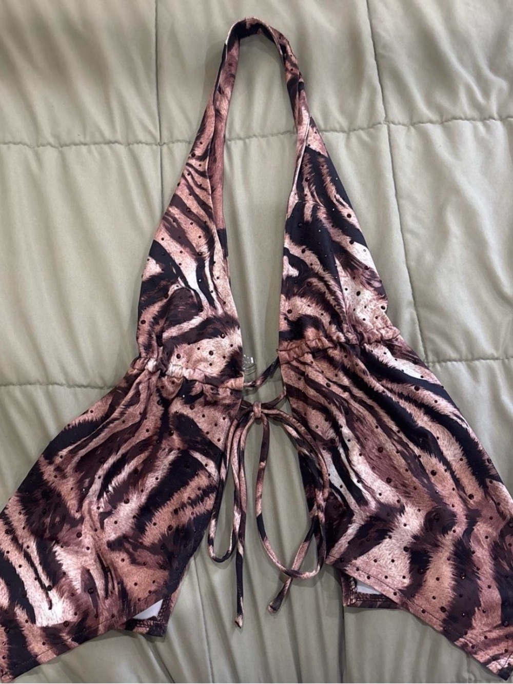 Windsor Brown and Black Animal-Print Halter Top